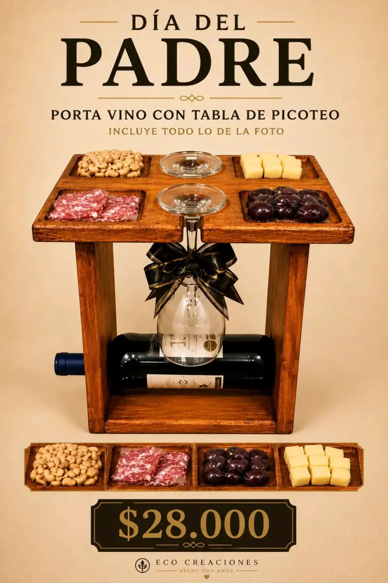 Porta vino con tabla de picoteo - 1