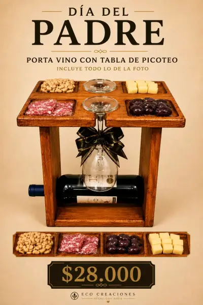 Porta vino con tabla de picoteo - miniatura 1