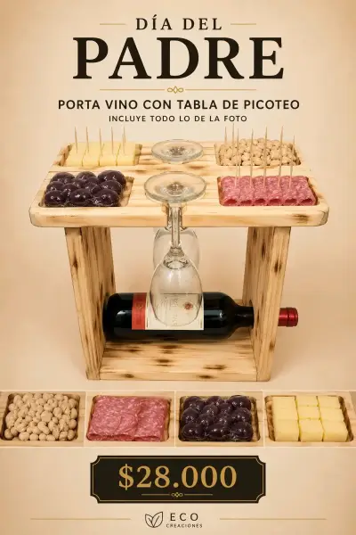 Porta vino con tabla de picoteo - miniatura 2