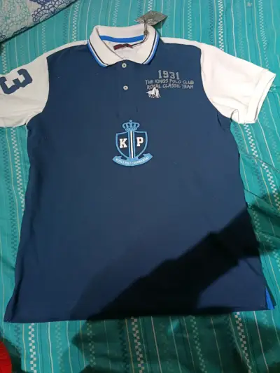 Polera polo azul con estampado - miniatura 1