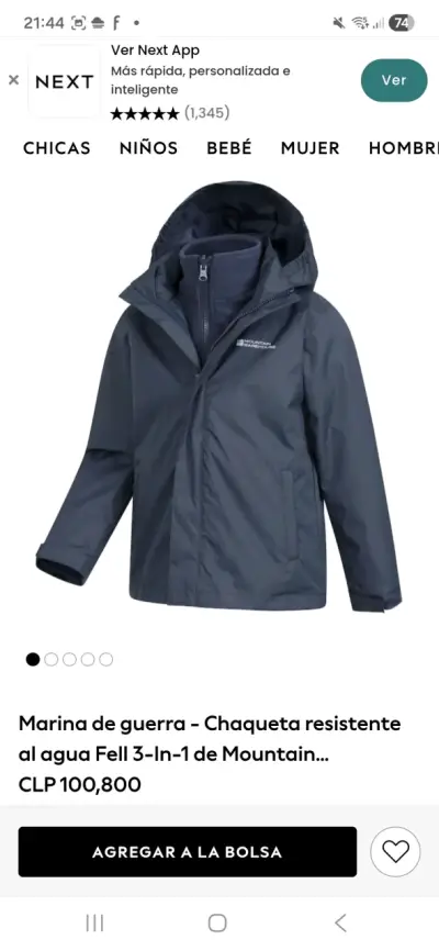 Parka impermeable gris Mountain Warehouse - miniatura 3