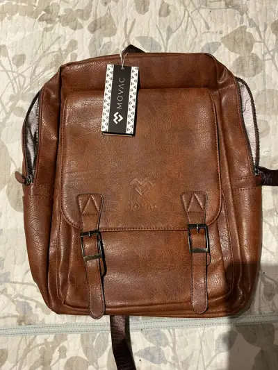 Mochila de cuero marrón MOVAC - miniatura 1