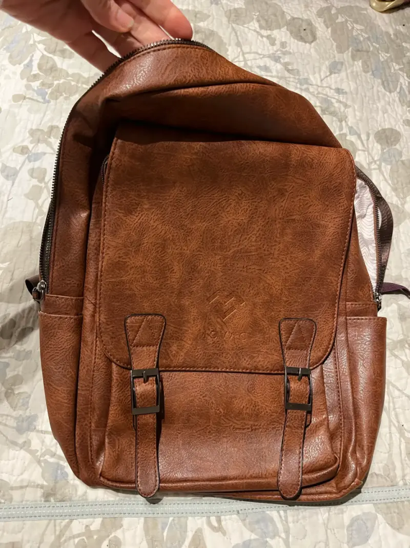 Mochila de cuero marrón MOVAC - 3