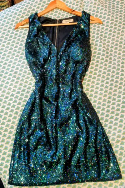 Vestido lentejuelas azul noche - miniatura 1