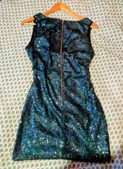 Vestido lentejuelas azul noche - miniatura 2