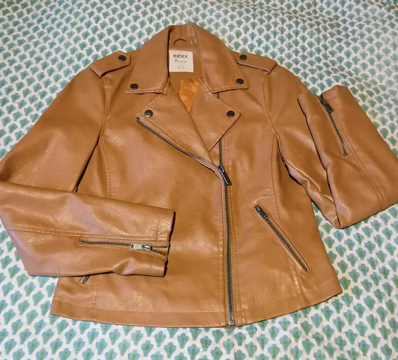 Chaqueta cuero sintético marrón - 1