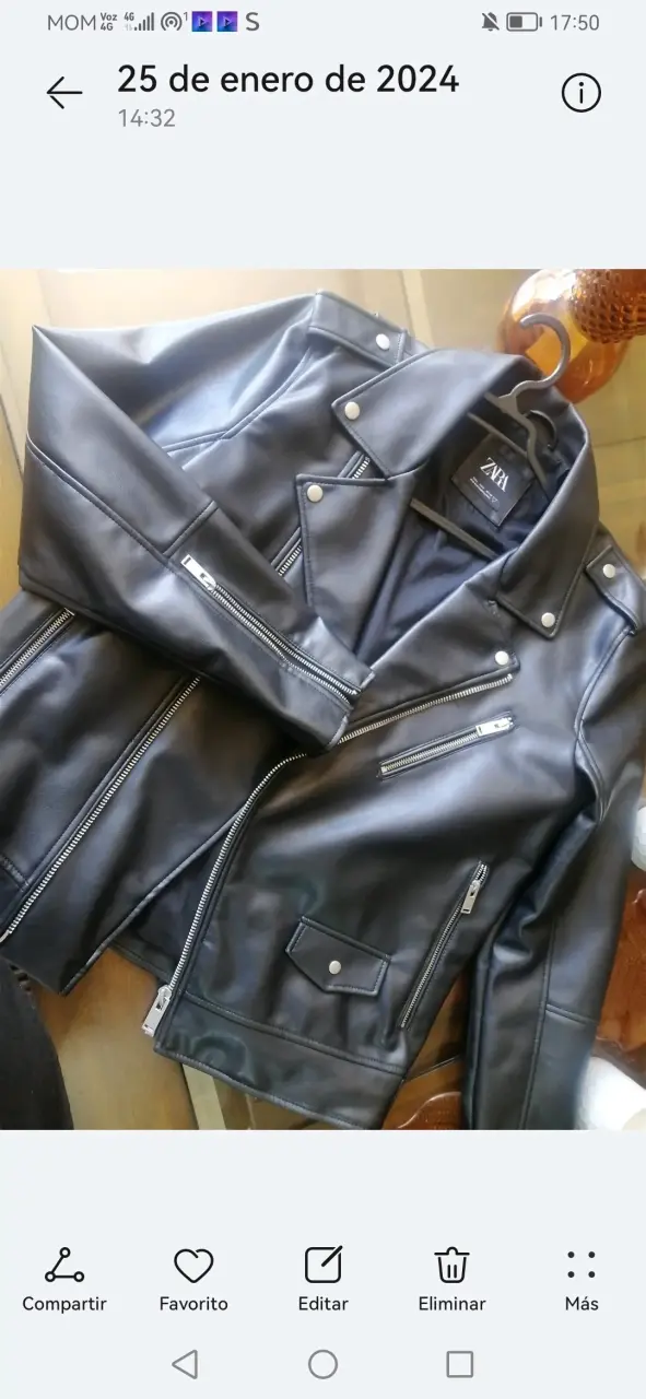 Chaqueta de cuero sintético negra - 2
