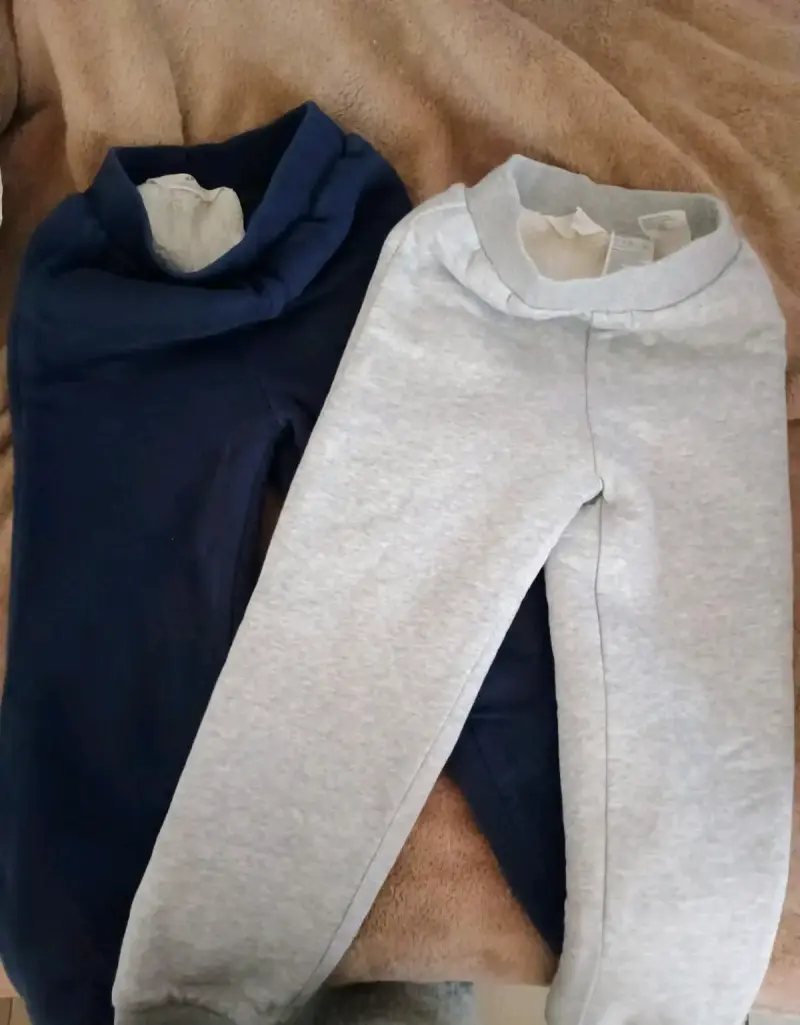 Pantalones baby azul y gris