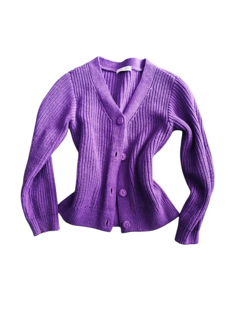 Cardigan morado de punto - 1