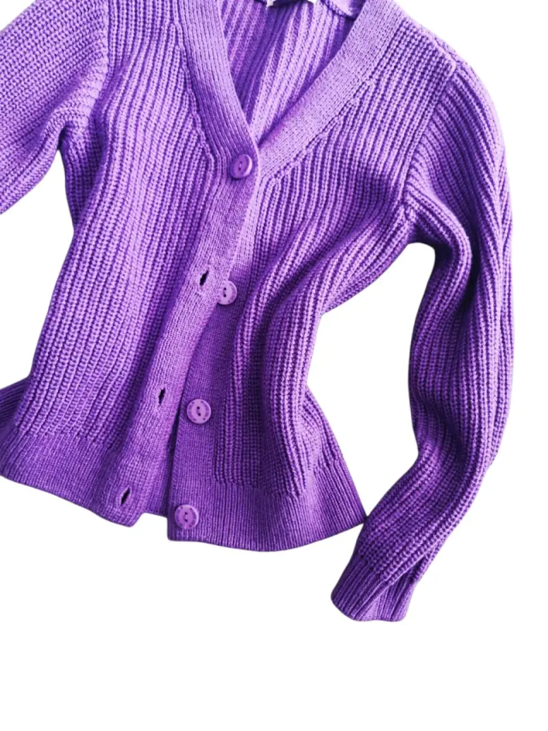 Cardigan morado de punto - 2