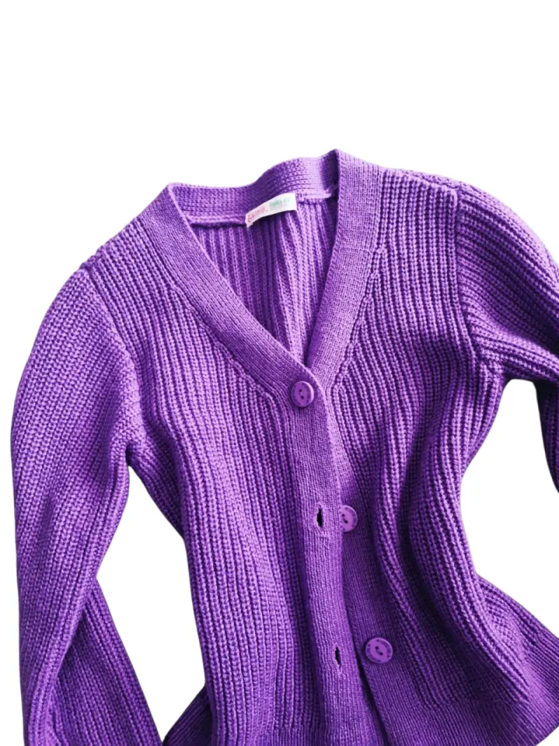 Cardigan morado de punto - 3