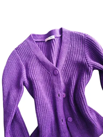 Cardigan morado de punto - miniatura 3