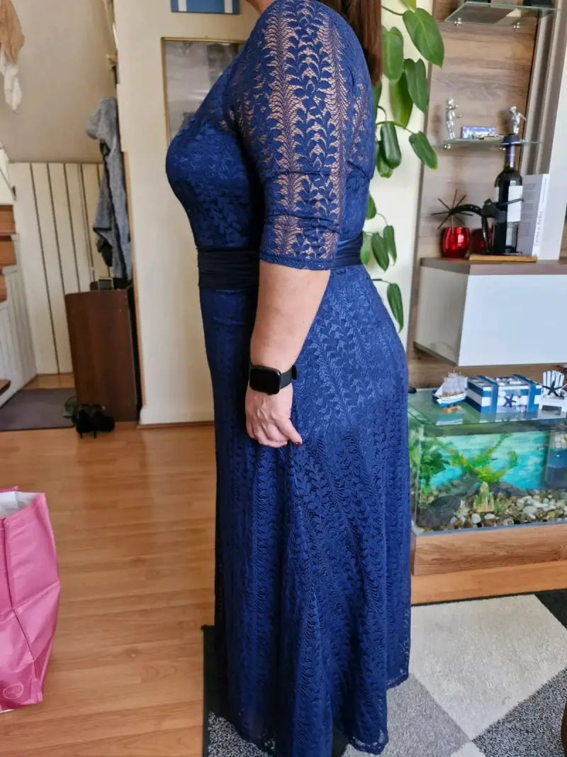 Vestido largo azul encaje - 2