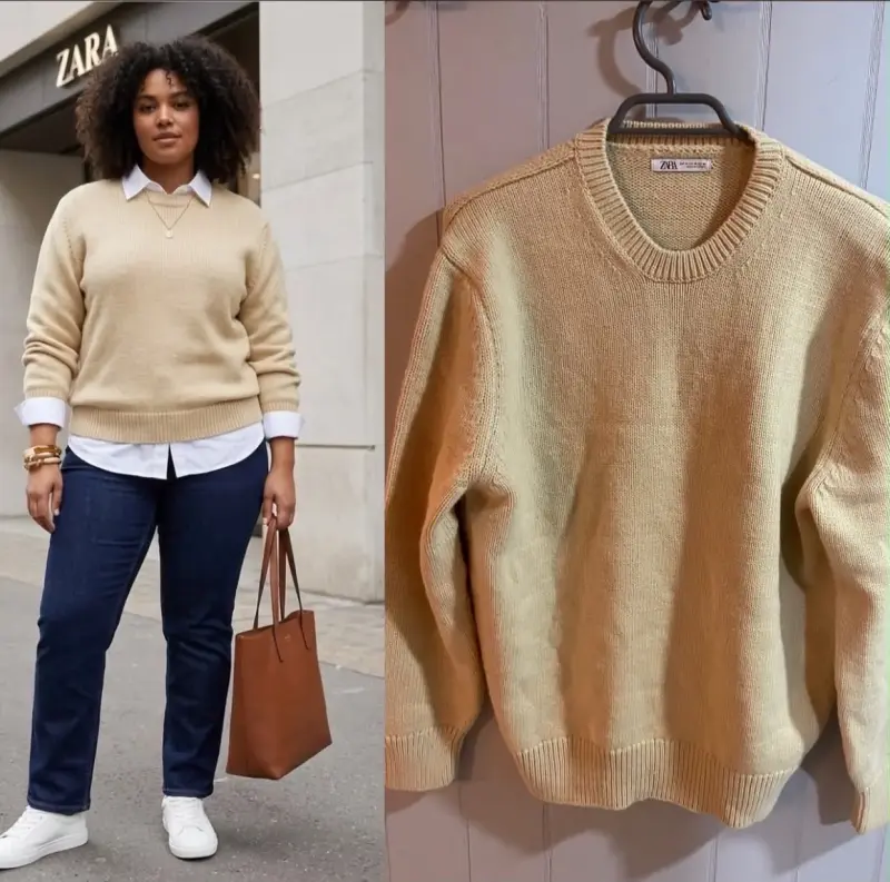 Suéter beige Zara grueso - 2