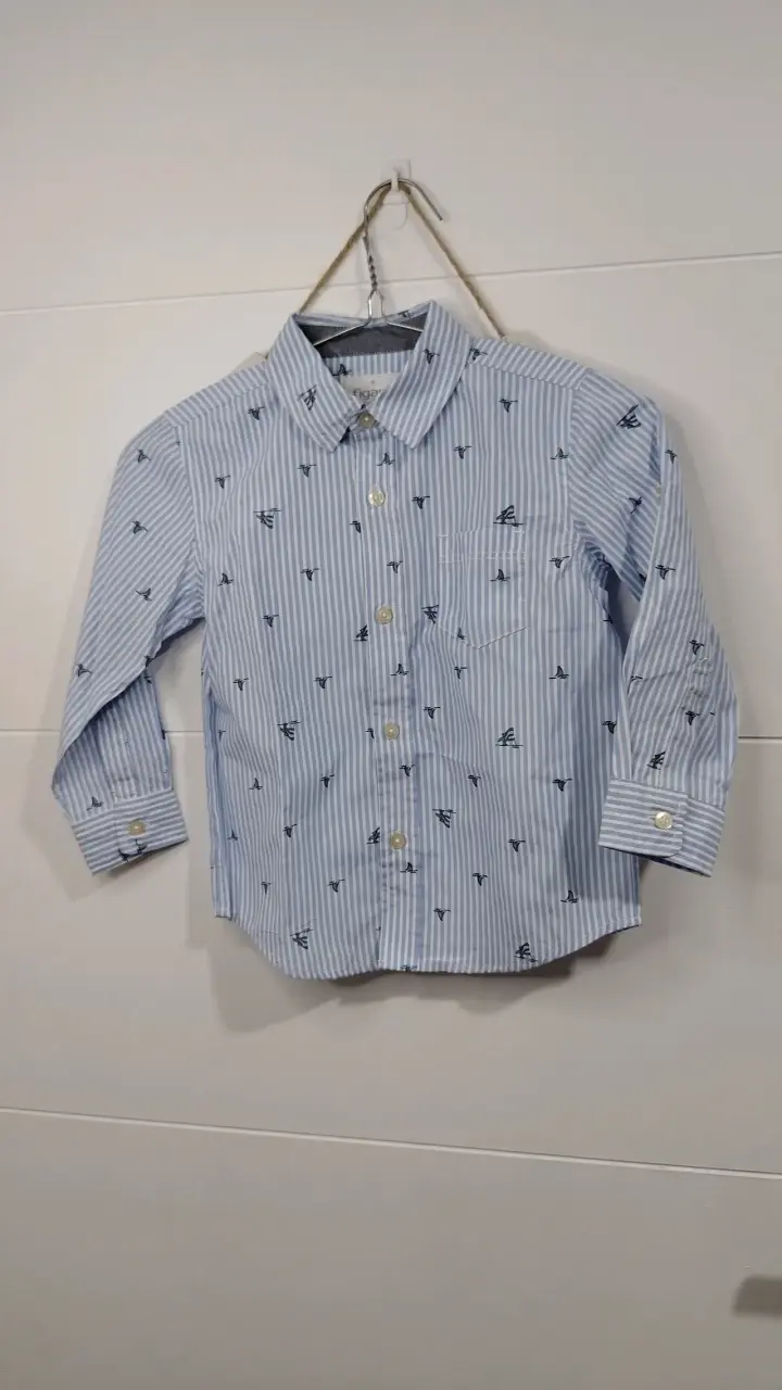 Camisa infantil rayada azul - 1