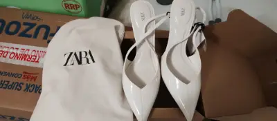 Zapatos de tacón blanco nuevos zara talla 37 - miniatura 3