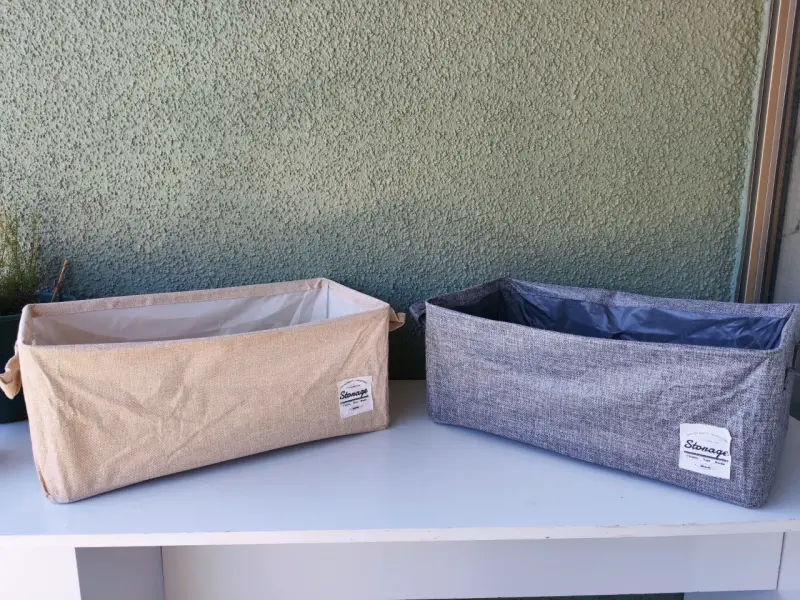 Cajas organizadoras beige y gris - 1