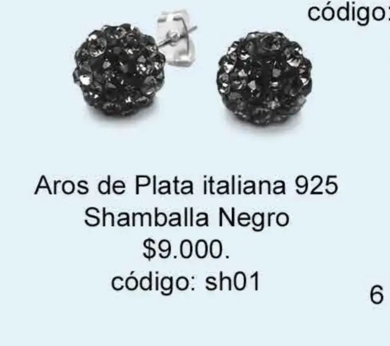Aros de plata Shamballa negro
