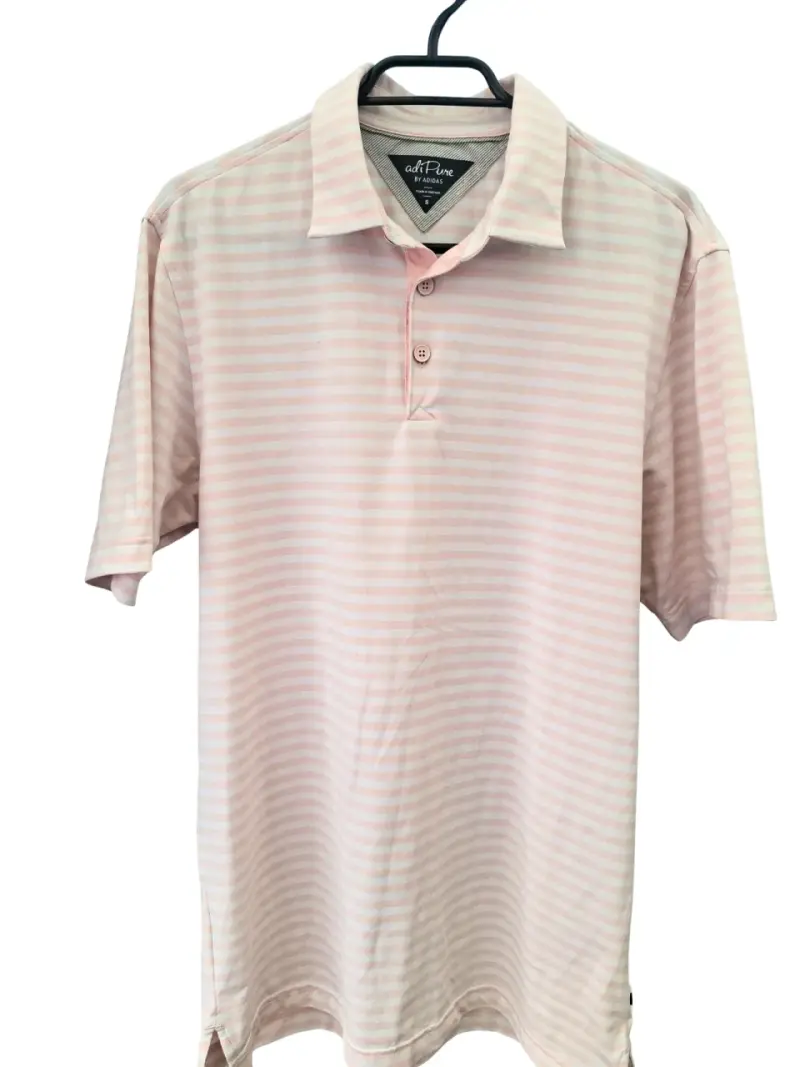 Polera Adidas a rayas blancas y rosadas - 1