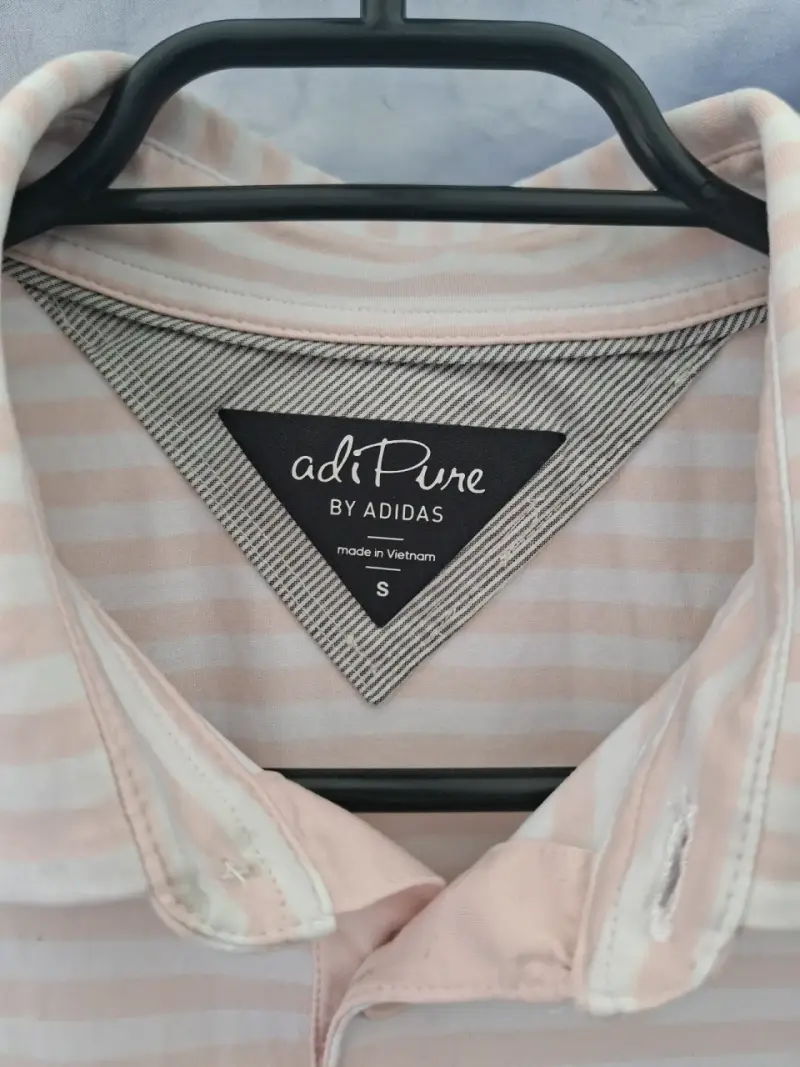 Polera Adidas a rayas blancas y rosadas - 3