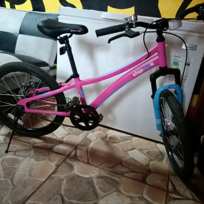 Bicicleta infantil rosa y azul - miniatura 1