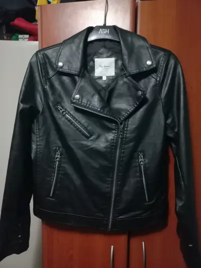 Chaqueta de cuero negro mujer - miniatura 1