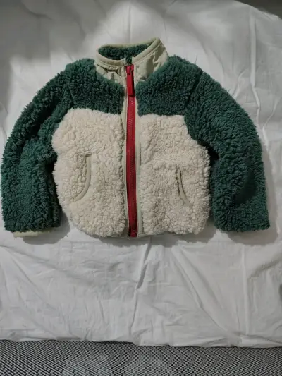 Chaqueta borrego verde y crema - miniatura 1