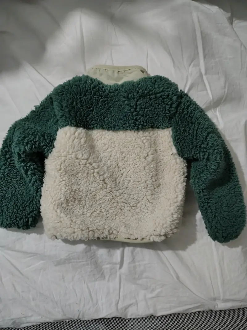 Chaqueta borrego verde y crema - 2