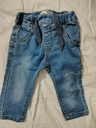 Jeans bebé azul con cordón 6-9 meses - miniatura 1