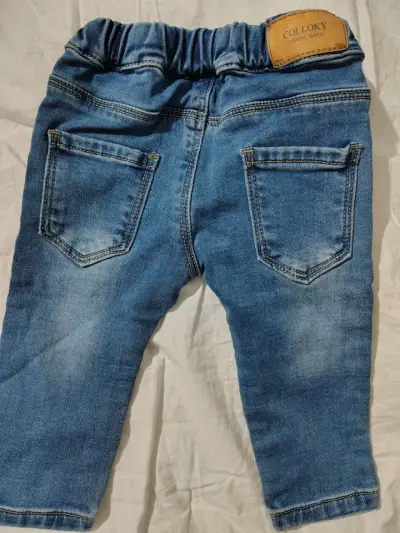 Jeans bebé azul con cordón 6-9 meses - miniatura 3