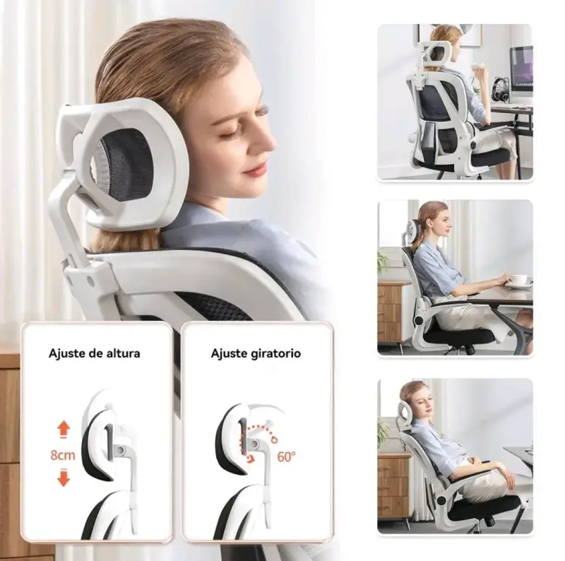 Silla ergonómica de oficina blanca - 2