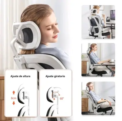 Silla ergonómica de oficina blanca - miniatura 2