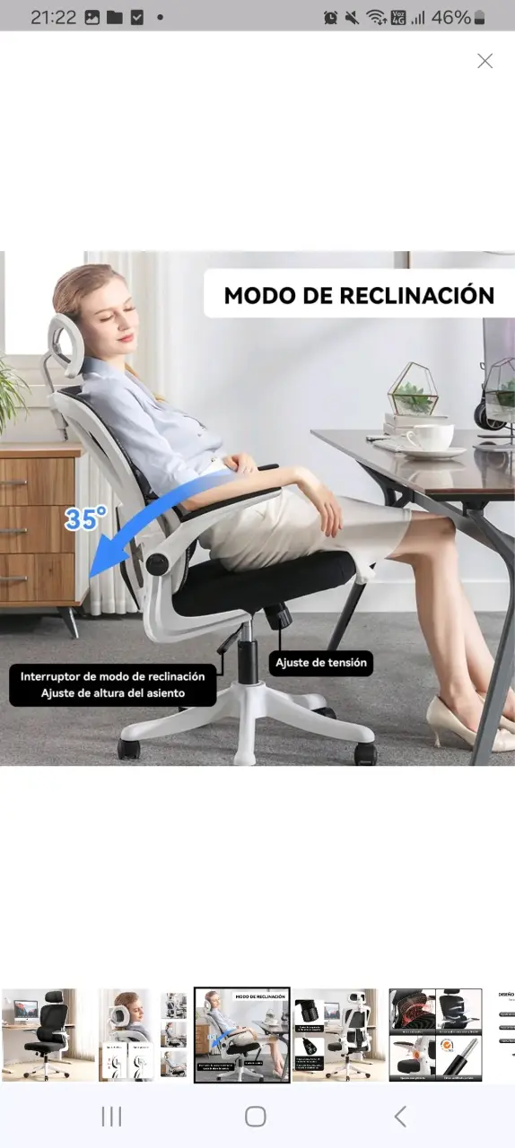 Silla ergonómica de oficina blanca - 3
