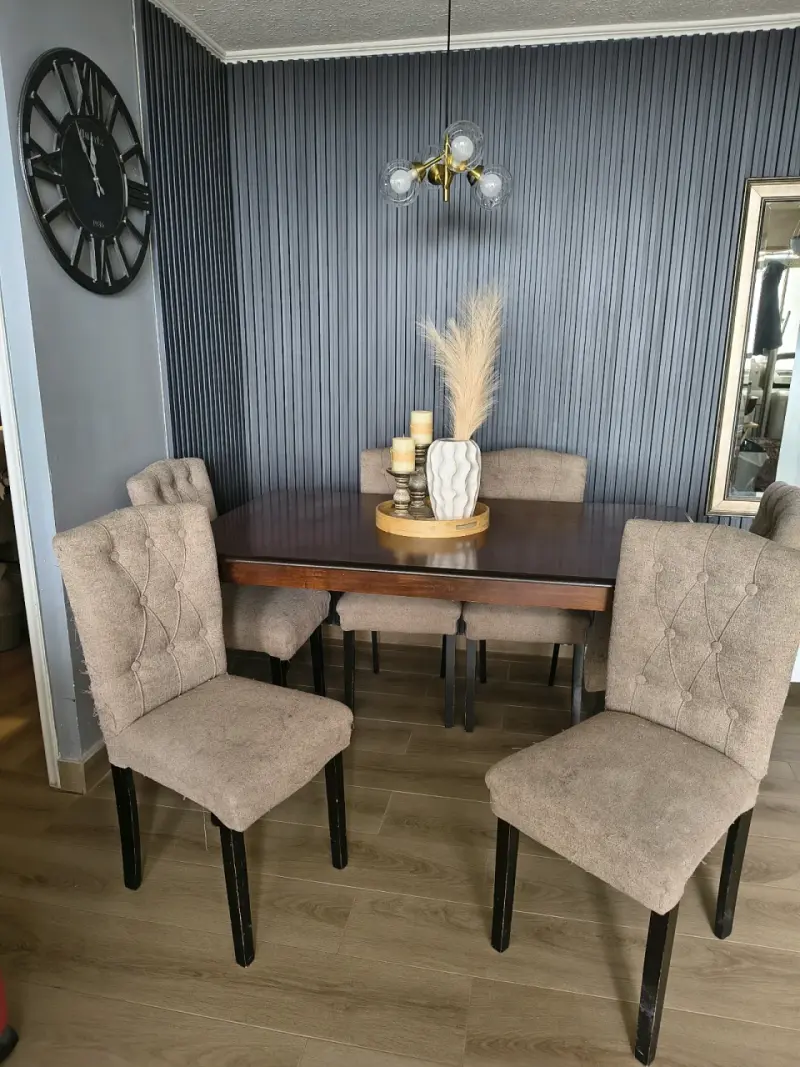 Juego de comedor madera y tela - 2