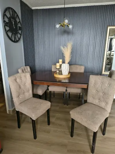 Juego de comedor madera y tela - miniatura 2