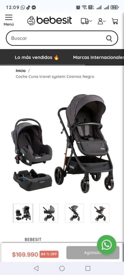 Coche Cuna Travel System Negro - miniatura 1