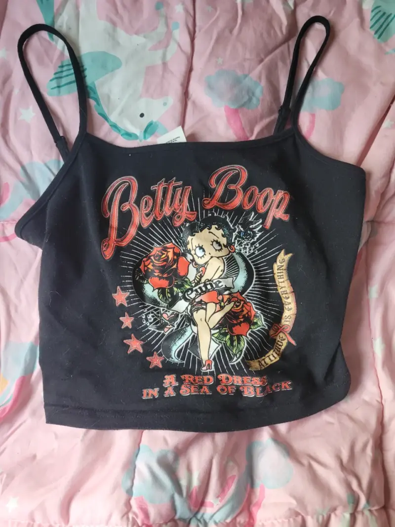 Crop top Betty Boop negro - 1