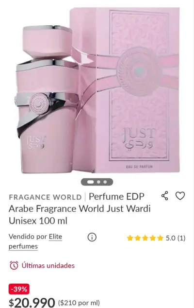 Perfume Fragrance World Just Wardi 100ml - miniatura 1