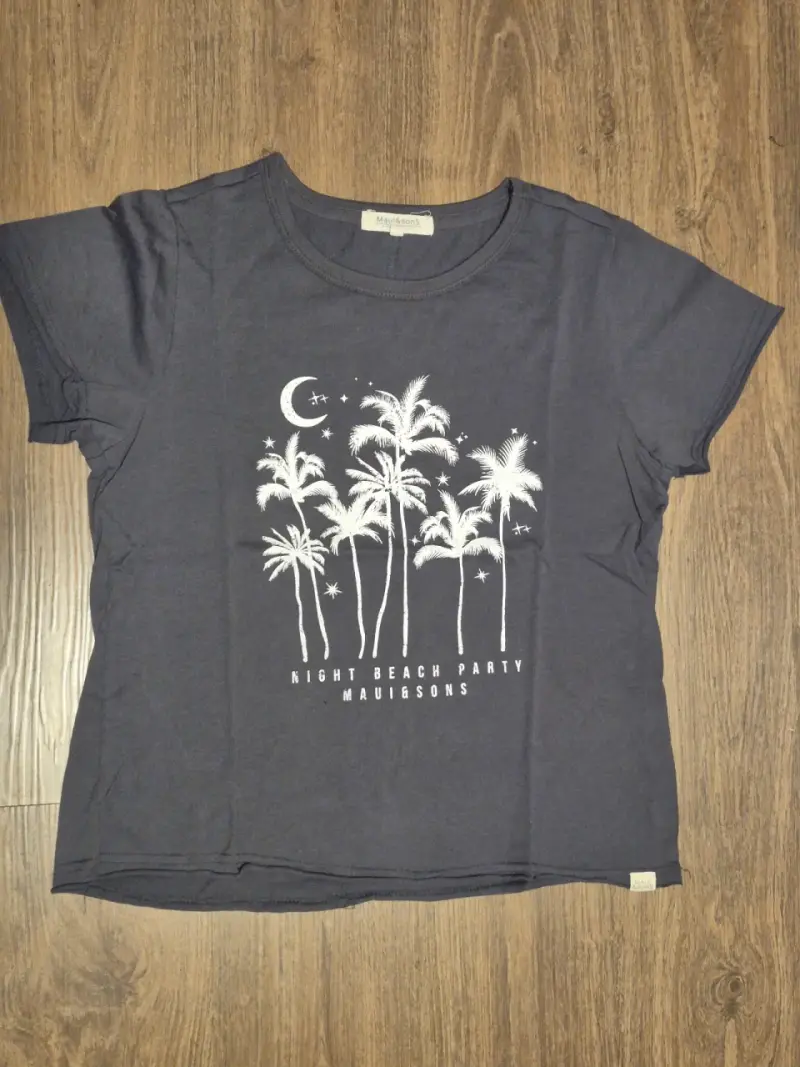 Polera gris estampado tropical - 1