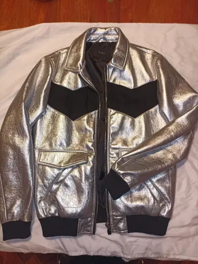 Chaqueta metálica Zara plata - miniatura 1