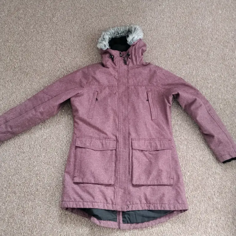 Parka mujer color lila / rosa con capucha - 1