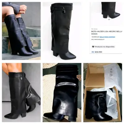 Botas altas negras de cuero talla 35 - miniatura 3