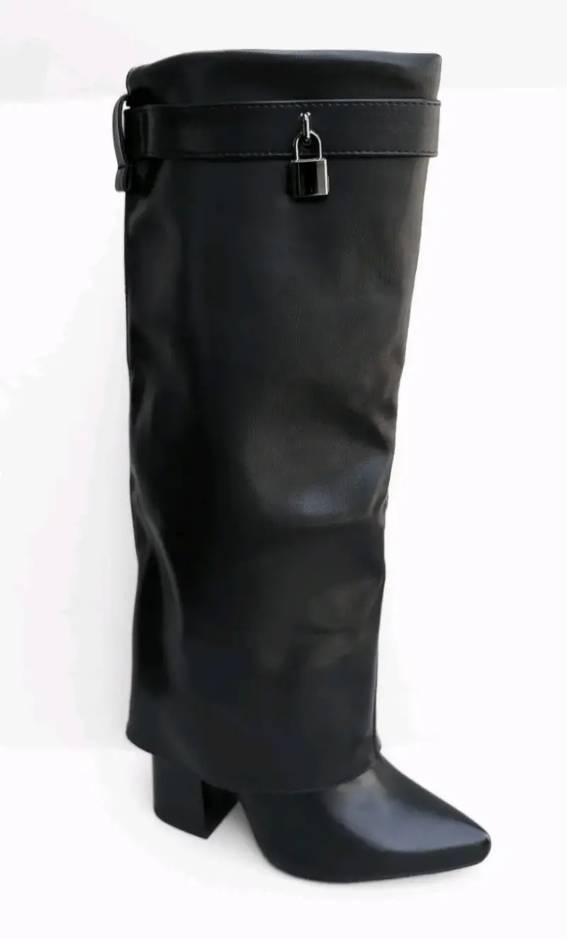 Botas altas negras de cuero talla 35 - 4