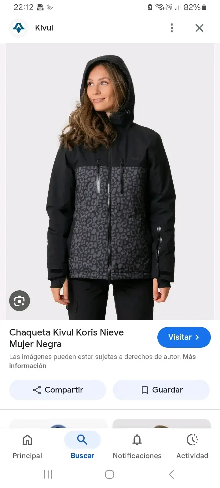 Chaqueta nieve mujer negra Kivul