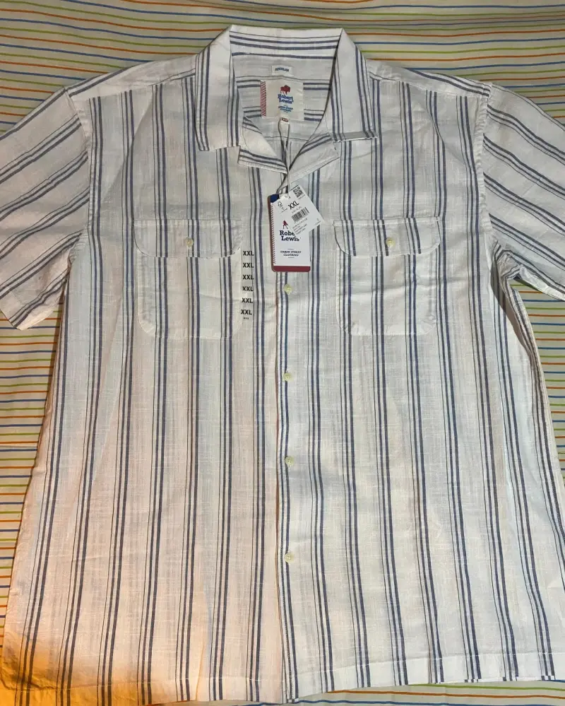 Camisa Hombre XXL Nueva – Diseño a Rayas Azul y Bl - 1