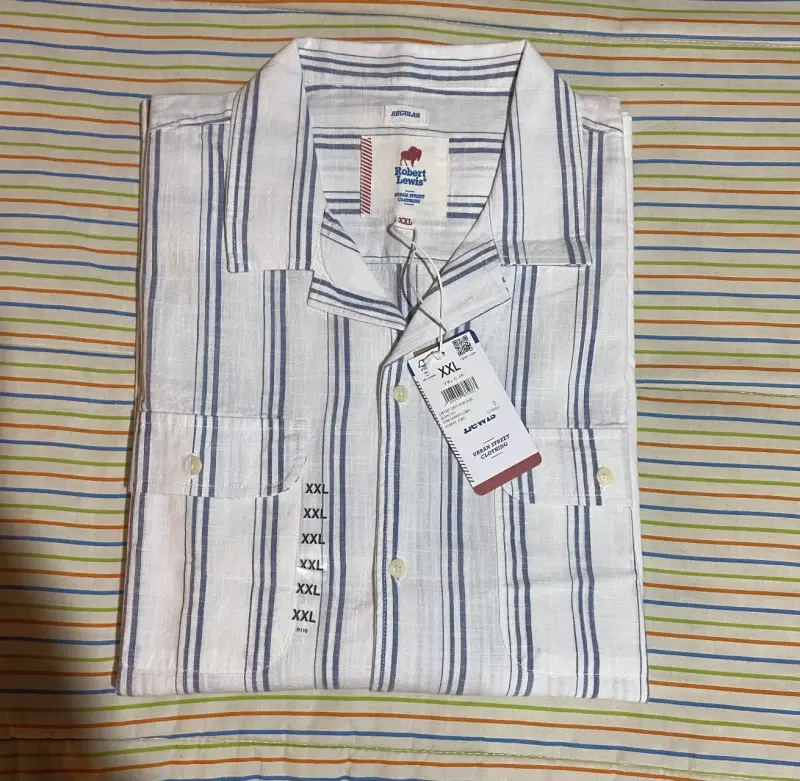 Camisa Hombre XXL Nueva – Diseño a Rayas Azul y Bl - 3