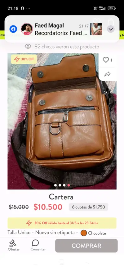 Cartera color chocolate - miniatura 1