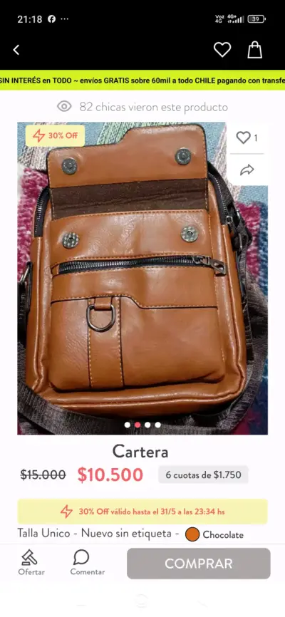Cartera color chocolate - miniatura 4
