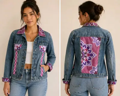 Chaqueta mezclilla intervenida a mano - miniatura 1