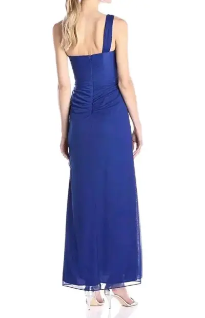 Vestido largo azul un hombro - miniatura 2